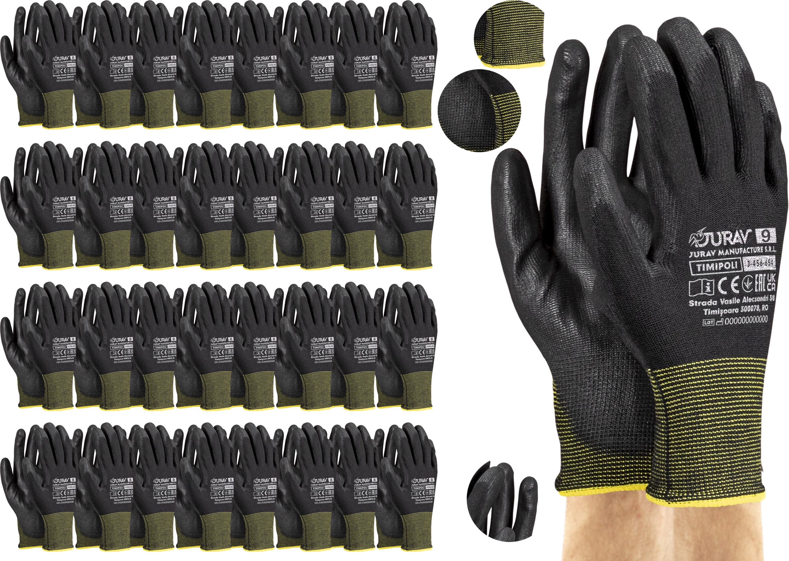 Rukavice Pracovní rukavice Dílenské Polyuretanové Stahovák 9-L 120 Par