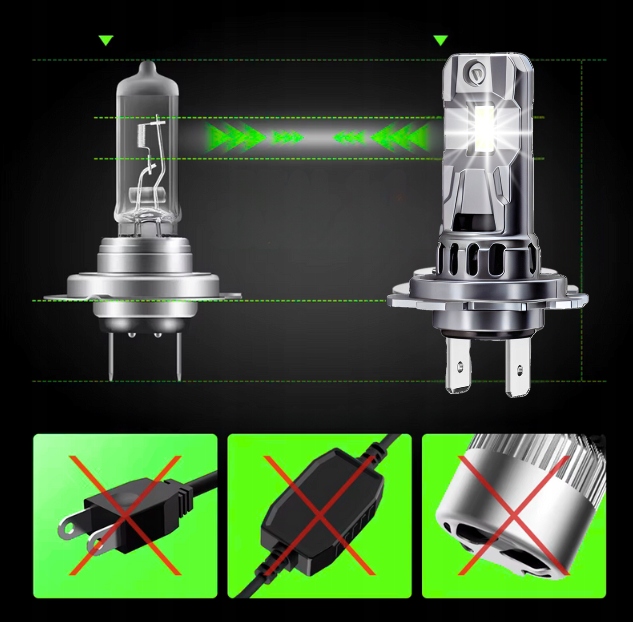 ŻARÓWKI H7 LED HOMOLOGACJA CANBUS H7 XENON H7 BIAŁE NAJMOCNIEJSZE RETROFIT Podstawa PX26d