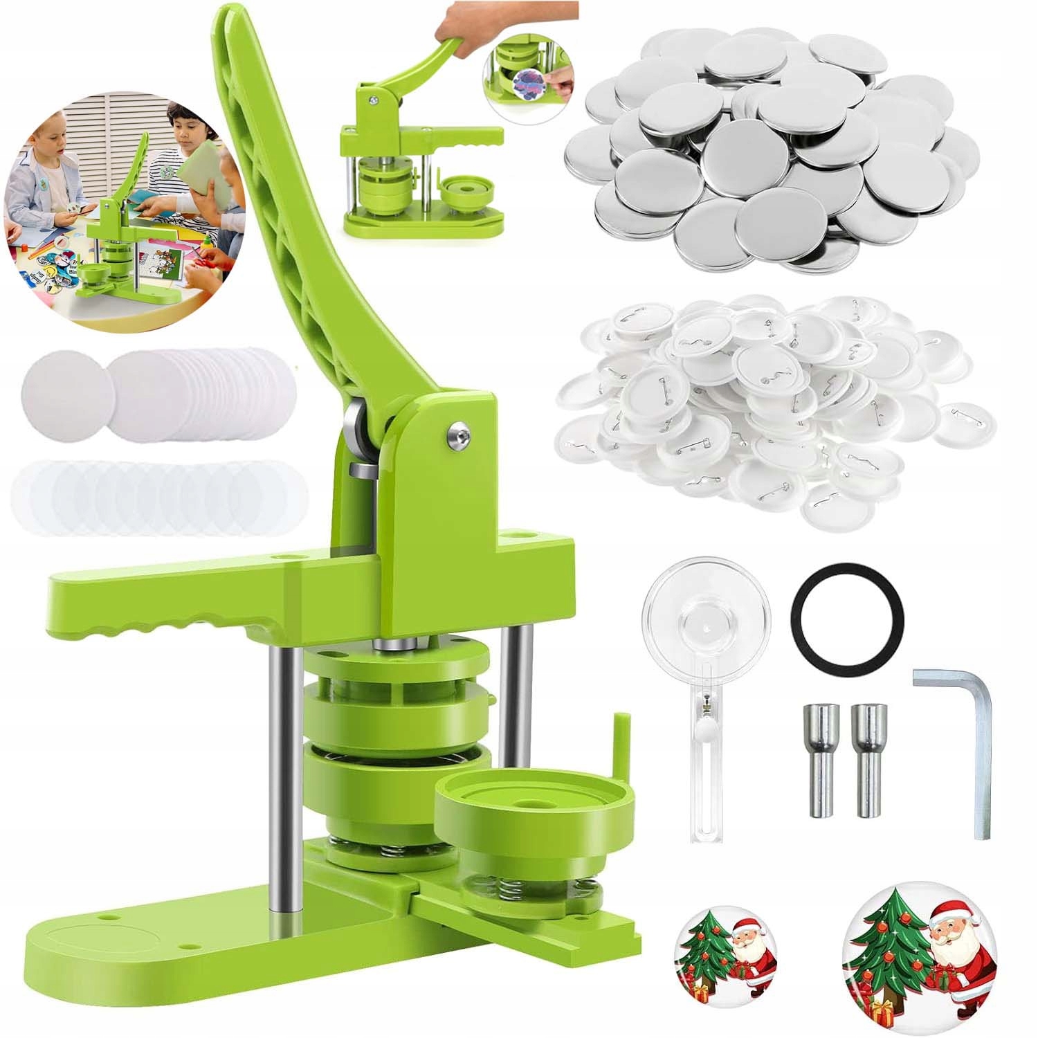 58MM MASZYNA DO PRZYPINEK, PINSÓW, ZESTAW NA START + 50 SZT PRZYPINKI