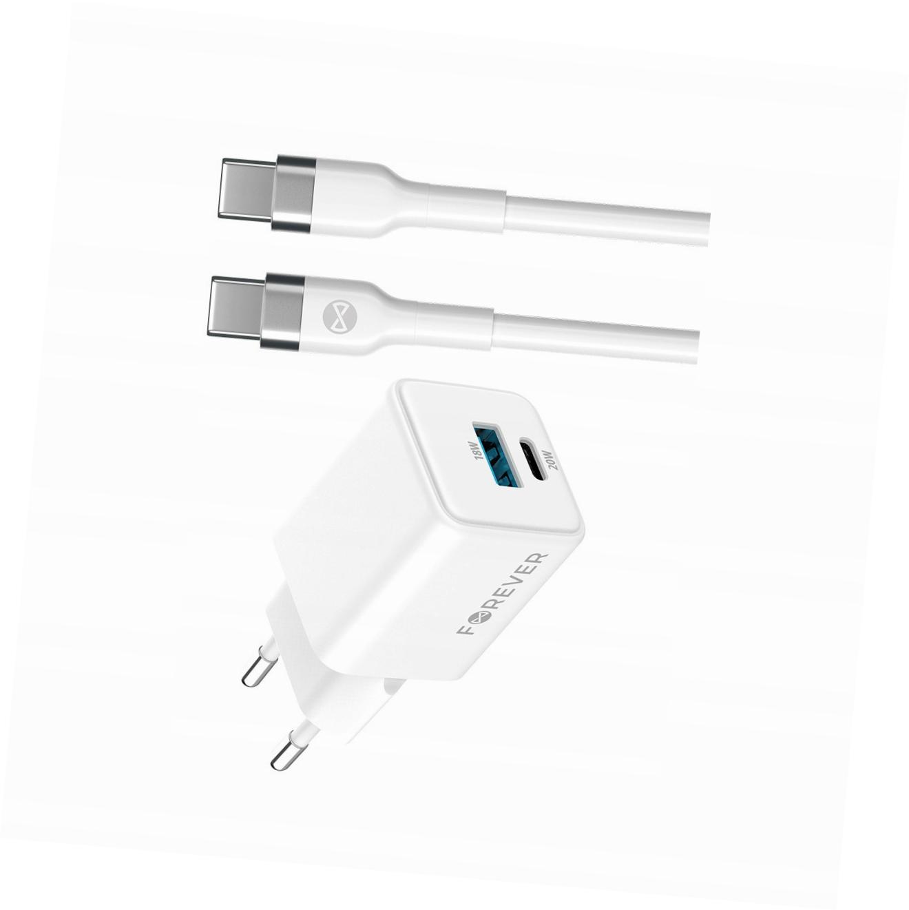 Szybka ładowarka GaN 20W 2 wejścia Usb i Usb-c z kablem do iPhone 17 Pro