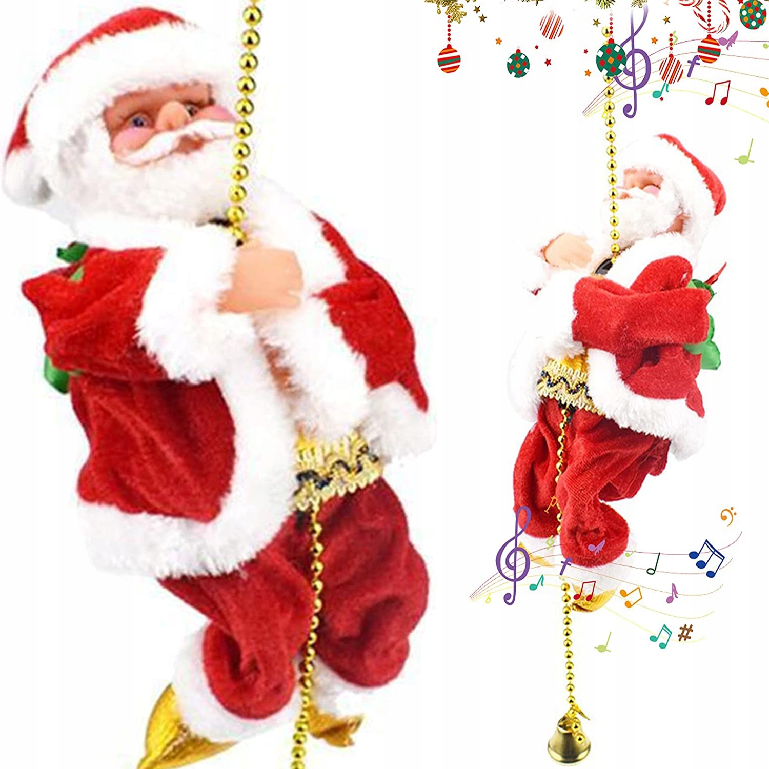 MIKOŁAJ NA LINIE 100cm WSPINAJĄCY SIĘ MELODYJKA