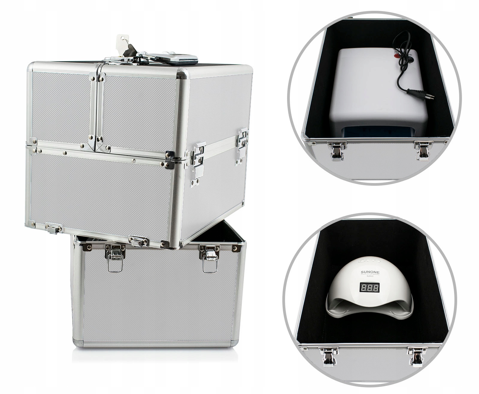 SUNONE KUFEREK KOSMETYCZNY XL NA LAMPĘ LAKIERY Kolor dominujący srebrny