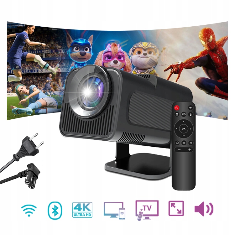 PROJEKTOR RZUTNIK PRZENOŚNY HY320 SMART FULL HD LED ANDROID WiFi TV 150" Kolor czarny