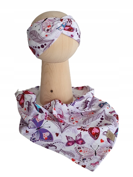 

Zestaw Opaska Przeplatana + Chusta Motyle 54-58cm