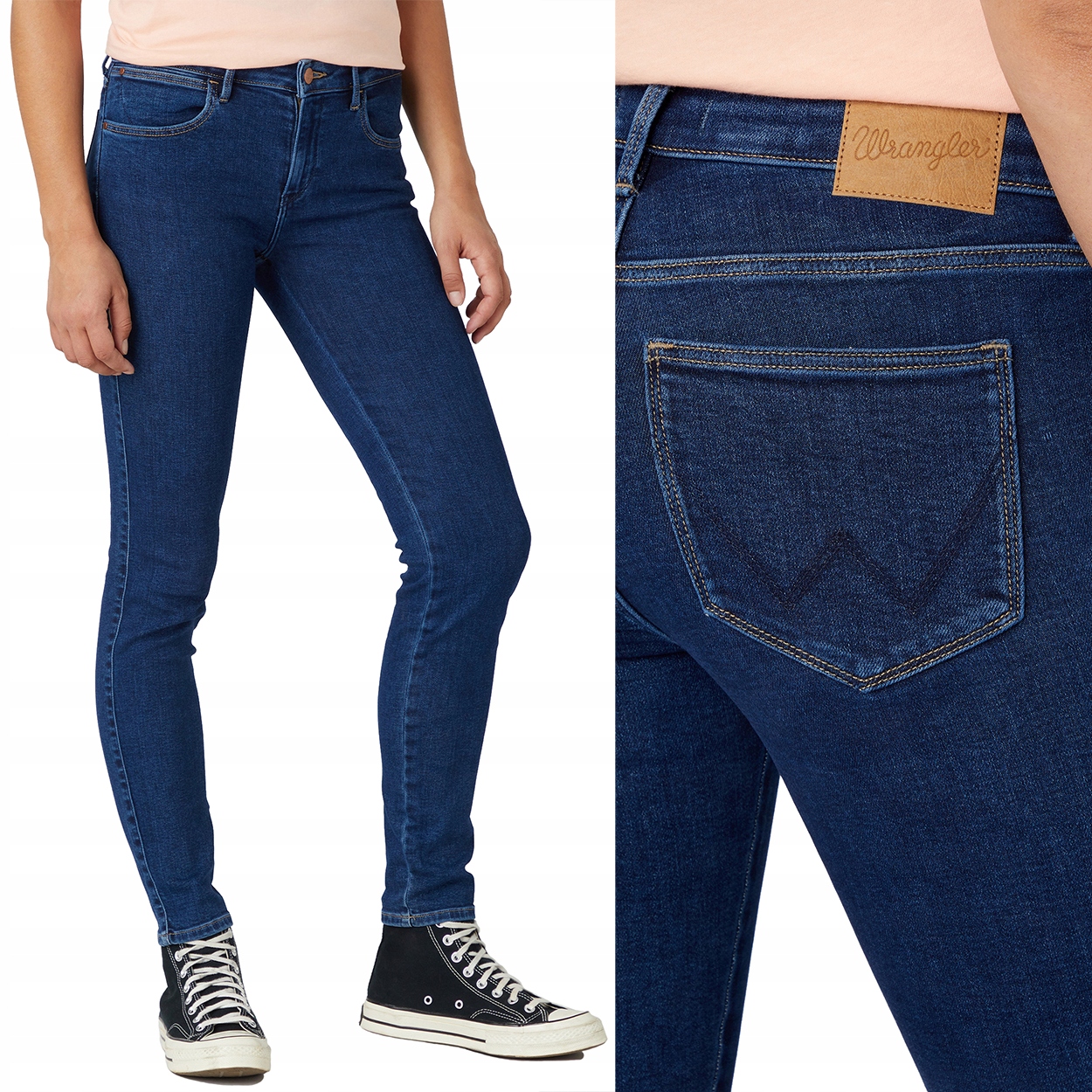 Wrangler Skinny Willow Džins tmavé dámské džínové kalhoty úzké nohavice W27 L30