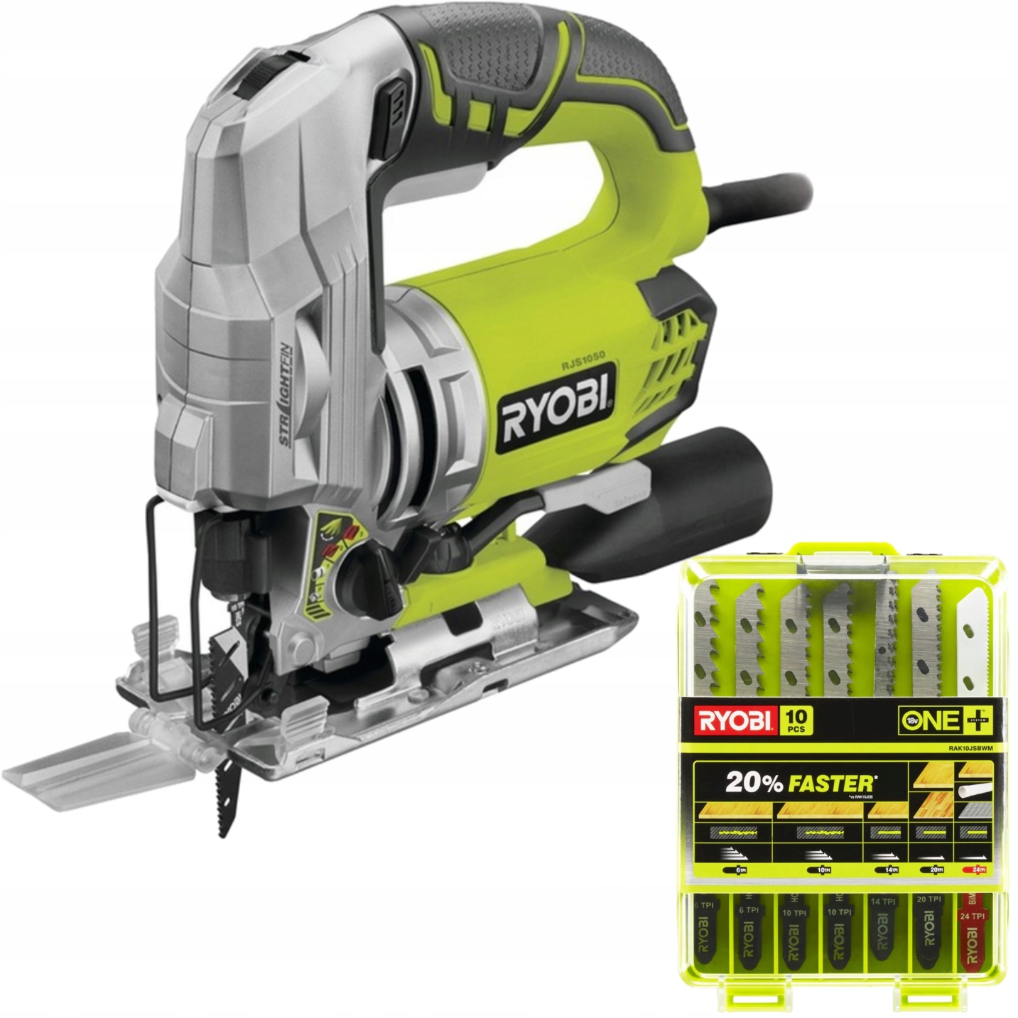 Ryobi Pila RJS1050-K 680W Led Kufr Sada pilových listů 10 ks