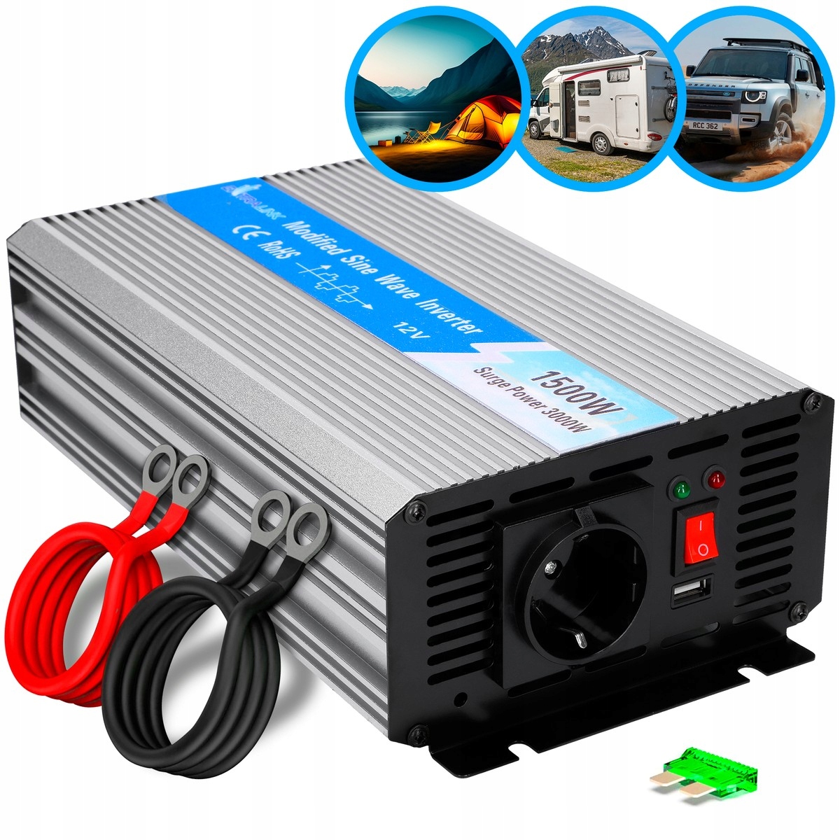 Extralink OPIP-1500W Menič napätia automobilový 12V, 1500W čistý