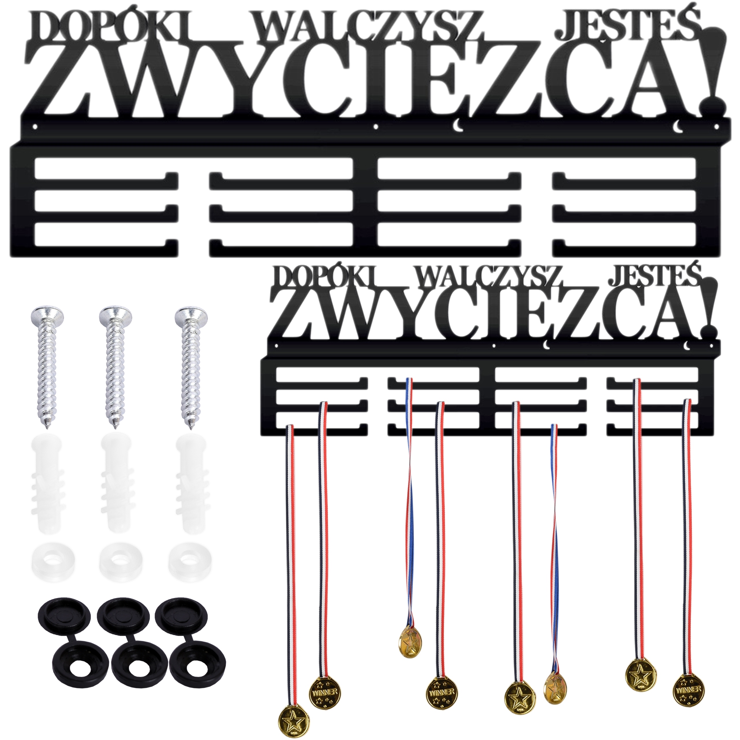 Kovový Věšák Na Medaile Nástěnný Vítěz Fotbal Běhání 60 cm