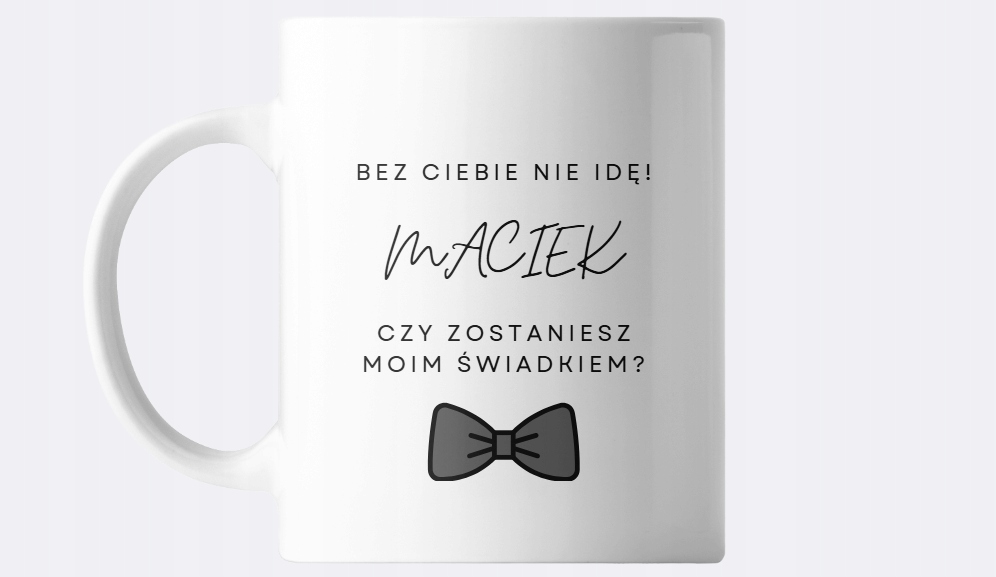 Hrnek pro svědka, žádost o svědectví, jméno nápis mašlička krabička
