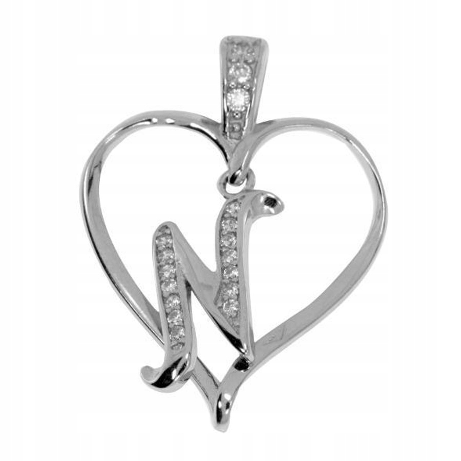 

Literka N srebrna w serduszku Ag 925