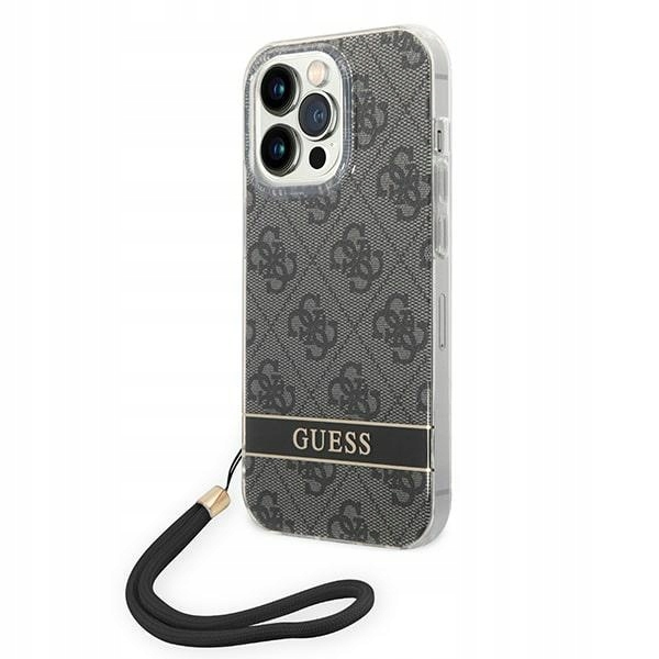 Etui hardcase Guess GUOHCP14XH4STK do iPhone 14 Pro Max czarne z paskiem