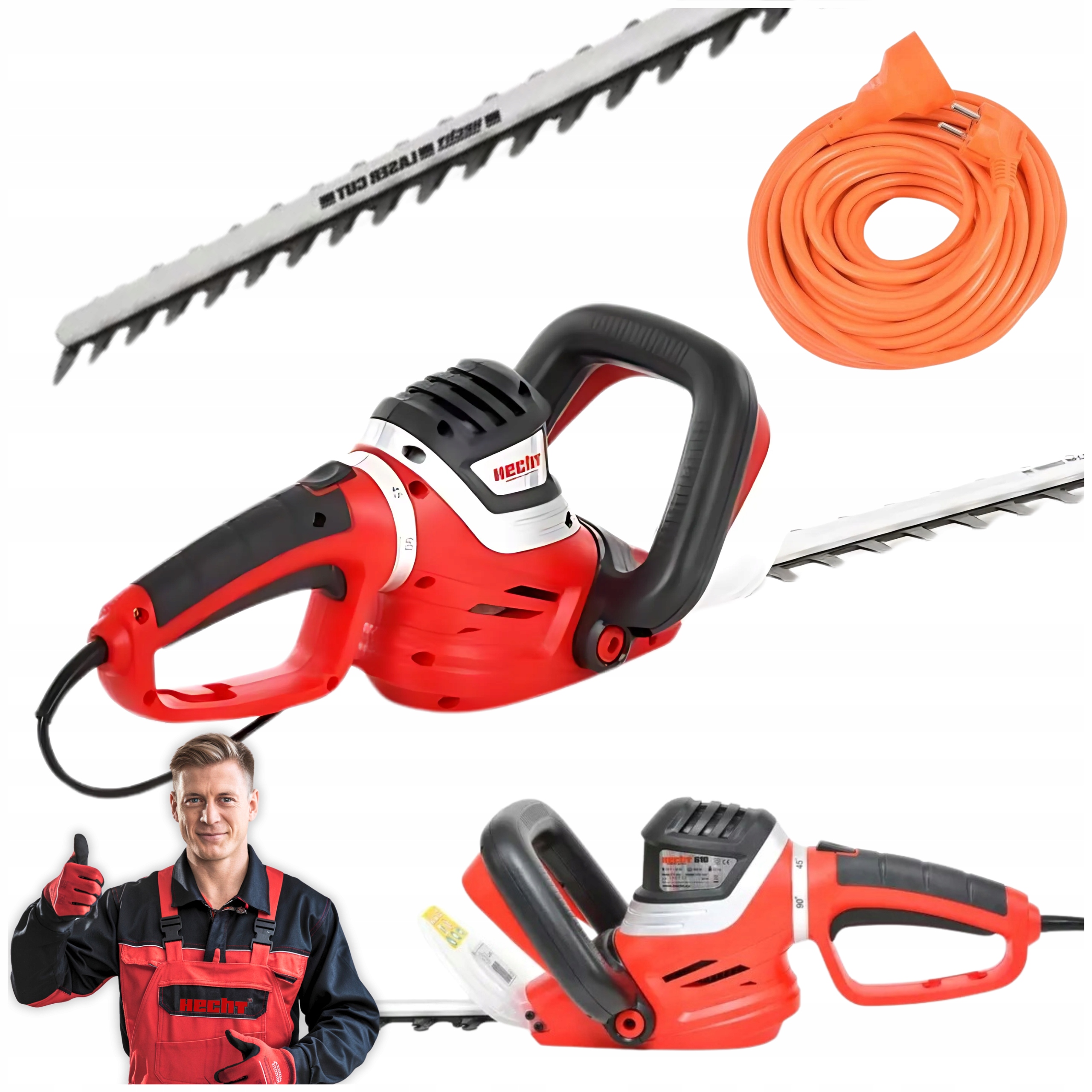 Sekator Do Żywopłotu Elektryczny Hecht 610 Moc 600W Przedłużacz 20M