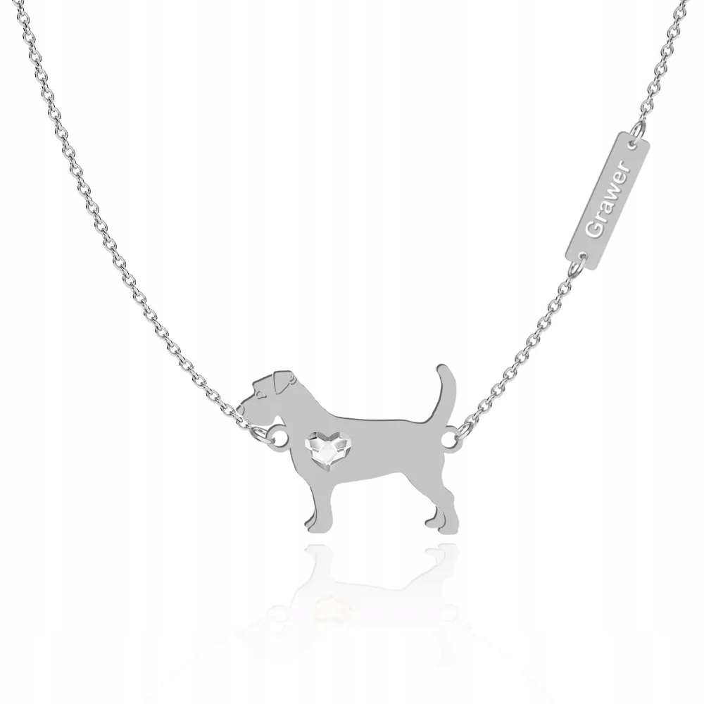 Stříbrný náhrdelník s psem Jack Russell Terrier Hrubosrstý 925 Gravírování