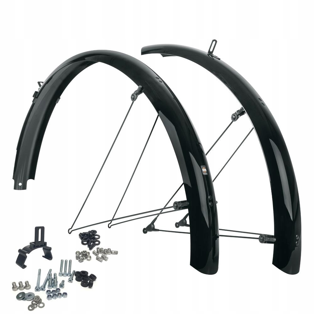 Błotniki rowerowe Sks Bluemels Basic 27,5"-29", 65 mm, pręty, czarne Zestaw