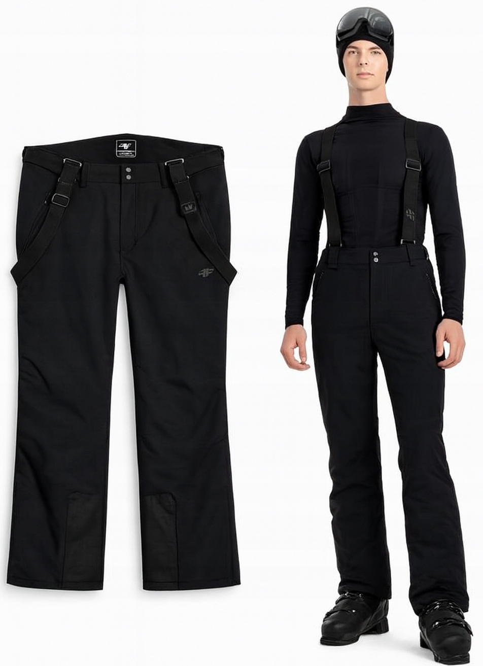Spodnie narciarskie 4F męskie zimowe M0924 na szelkach czarne 3XL