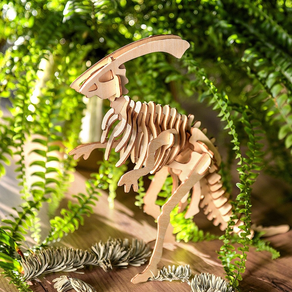 DREWNIANE PUZZLE 3D MODEL - PARAZAUR DINOZAUR Marka inna