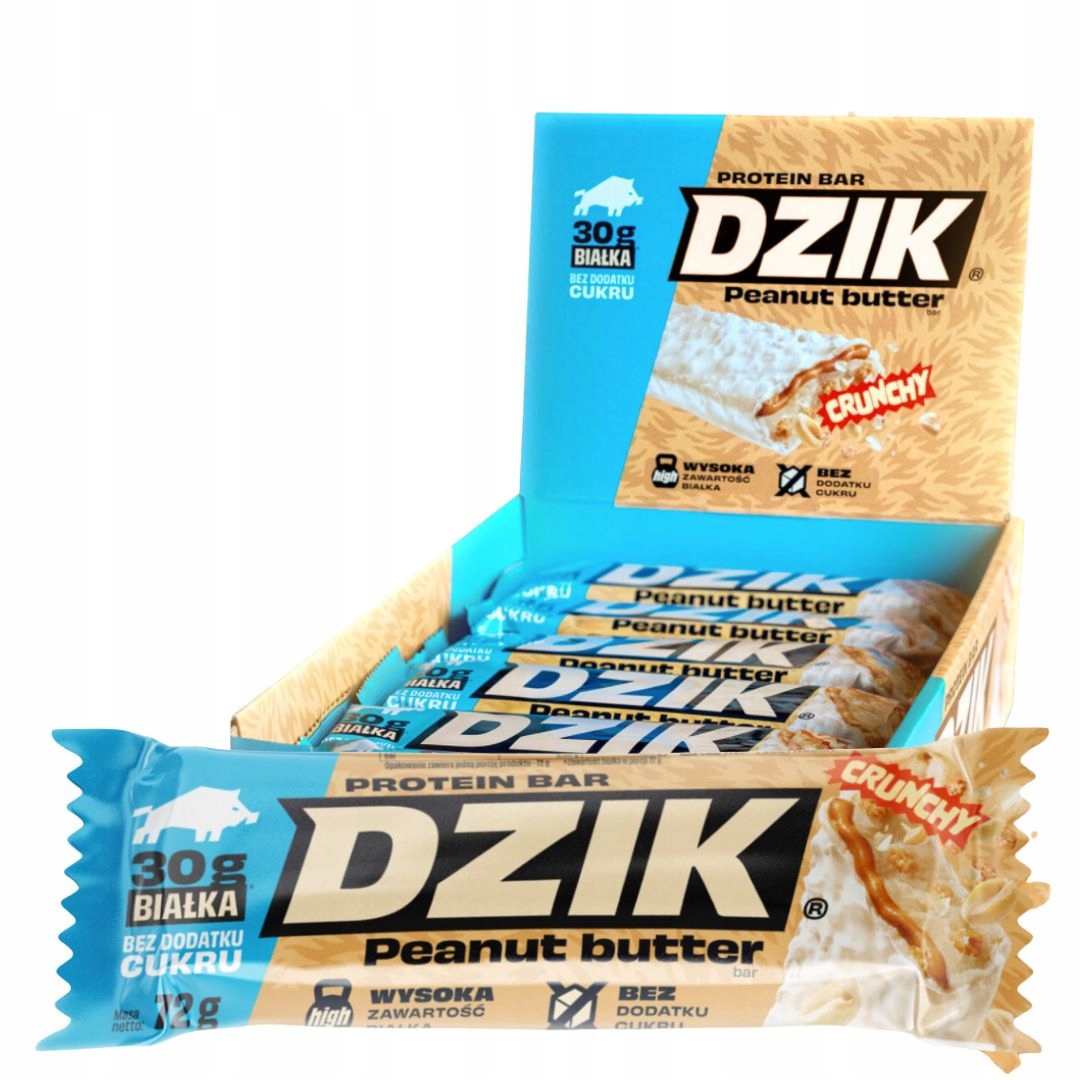 Wk Proteinová tyčinka Dzik Peanut butter ořechová pasta 72 g Bez cukru