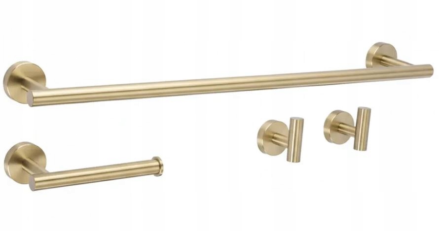 Sada věšáků do koupelny Zlaté kartáčované šroubovací Rea Ari 4 El