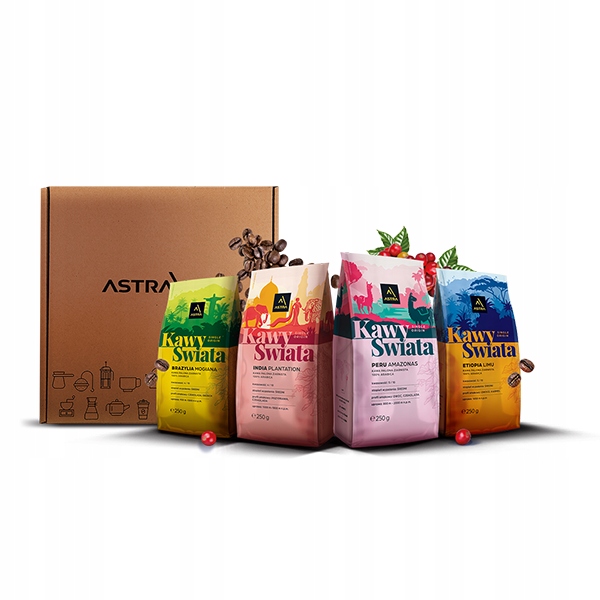 Astra Káva zrnková Astra sada kávy světa 4 x 250 g