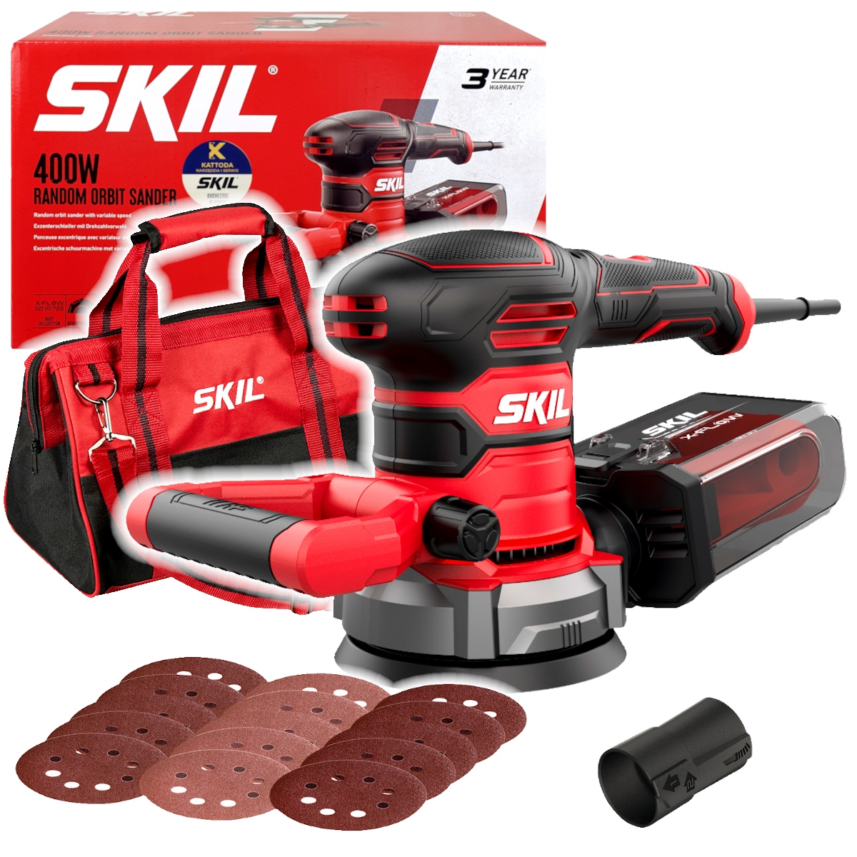 Szlifierka mimośrodowa Skil 7480 400W 125mm 15 papierów Torba