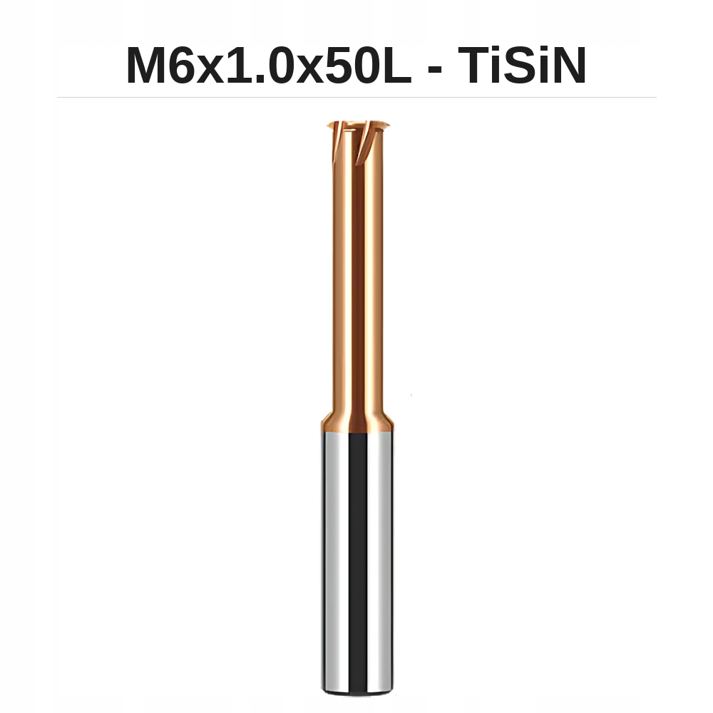 Fréza na závitování M0.8-M20 jednobřitá TiSiN Velikost: M6x1.0x50L