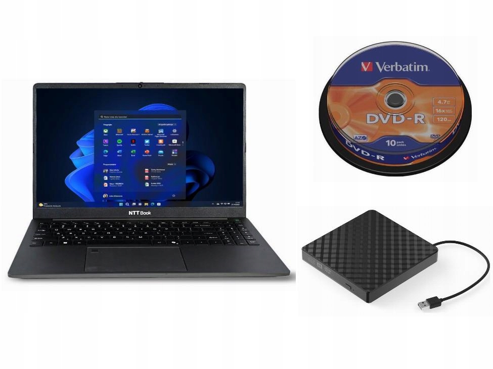 Laptop Ntt Windows 11 Pro Intel Core i5 Zewnętrzny Napęd DVD 10 Płyt