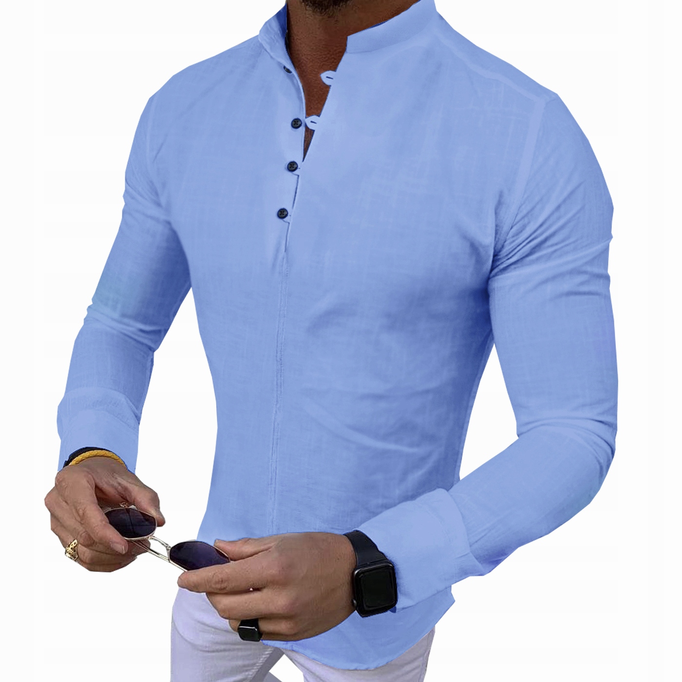 Pánská košile stojáček Svatba Svatební Hostina Casual Bavlněná