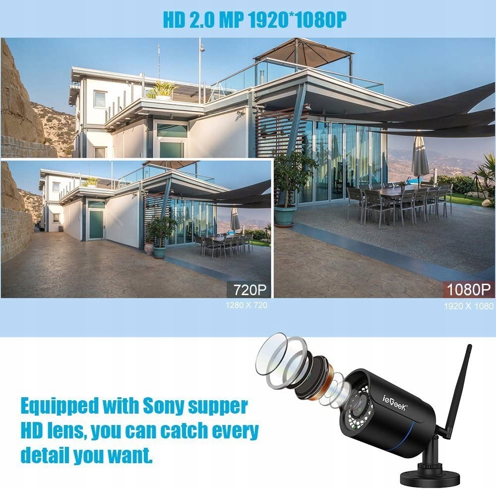 4x Kamera IP WiFi ZEWNĘTRZNA FULL HD 36 LED 1080P Liczba diod podczerwieni 36