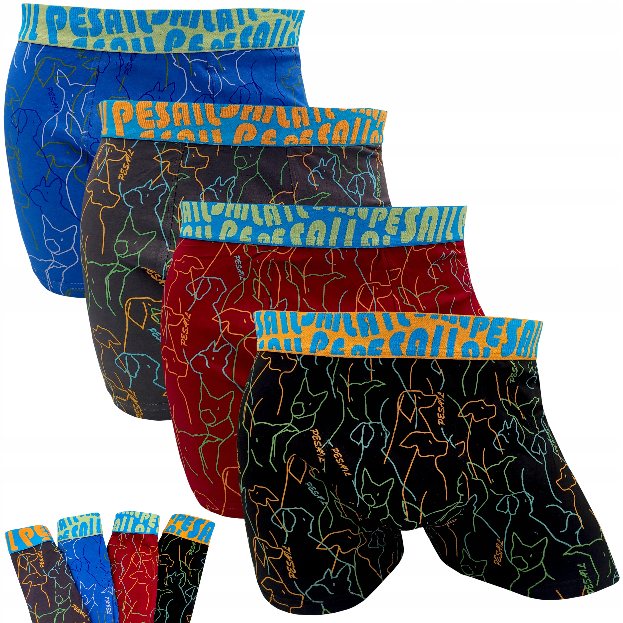 

4X Kolorowe Bokserki Męskie Pesail Na Prezent