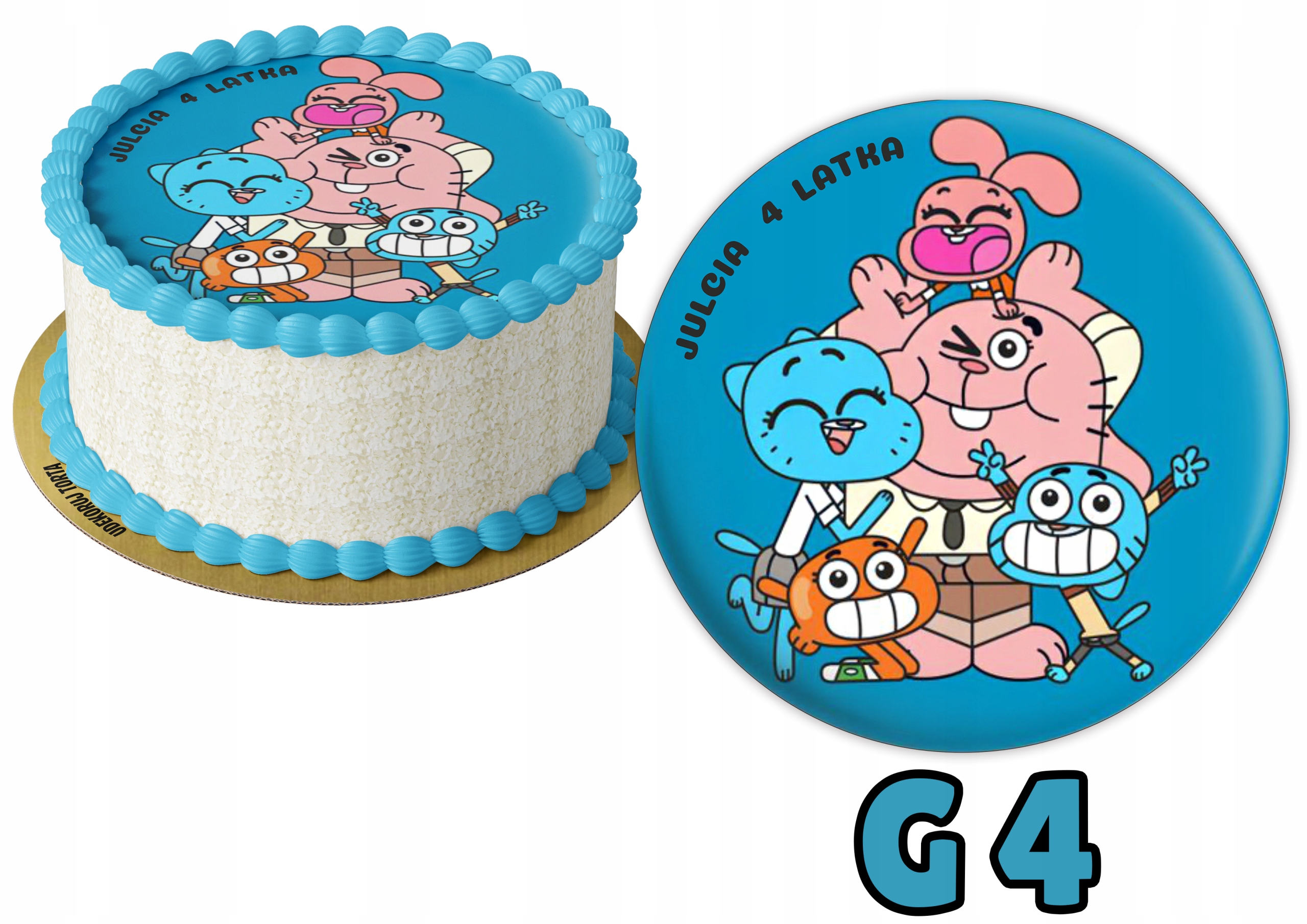 OPŁATEK NA TORT GUMBALL+ IMIĘ I WIEK Rodzaj ozdoby waflowe