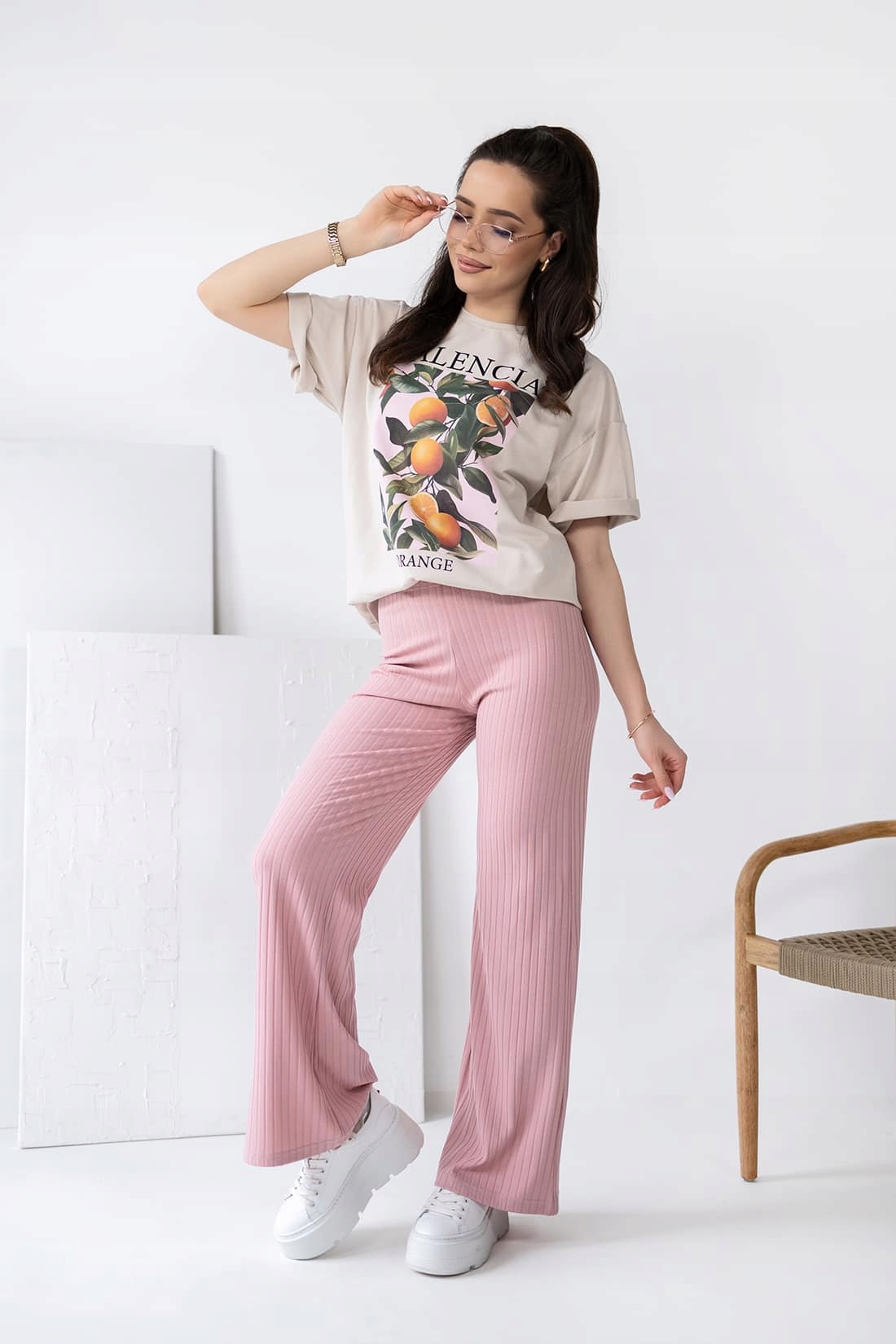 tričko lola fashion oranžová béžová, univerzální velikost