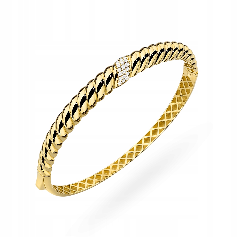 Zlatý náramek 585 Pevný Pletený 17 cm Skrutkovaný 7.24 g bangla