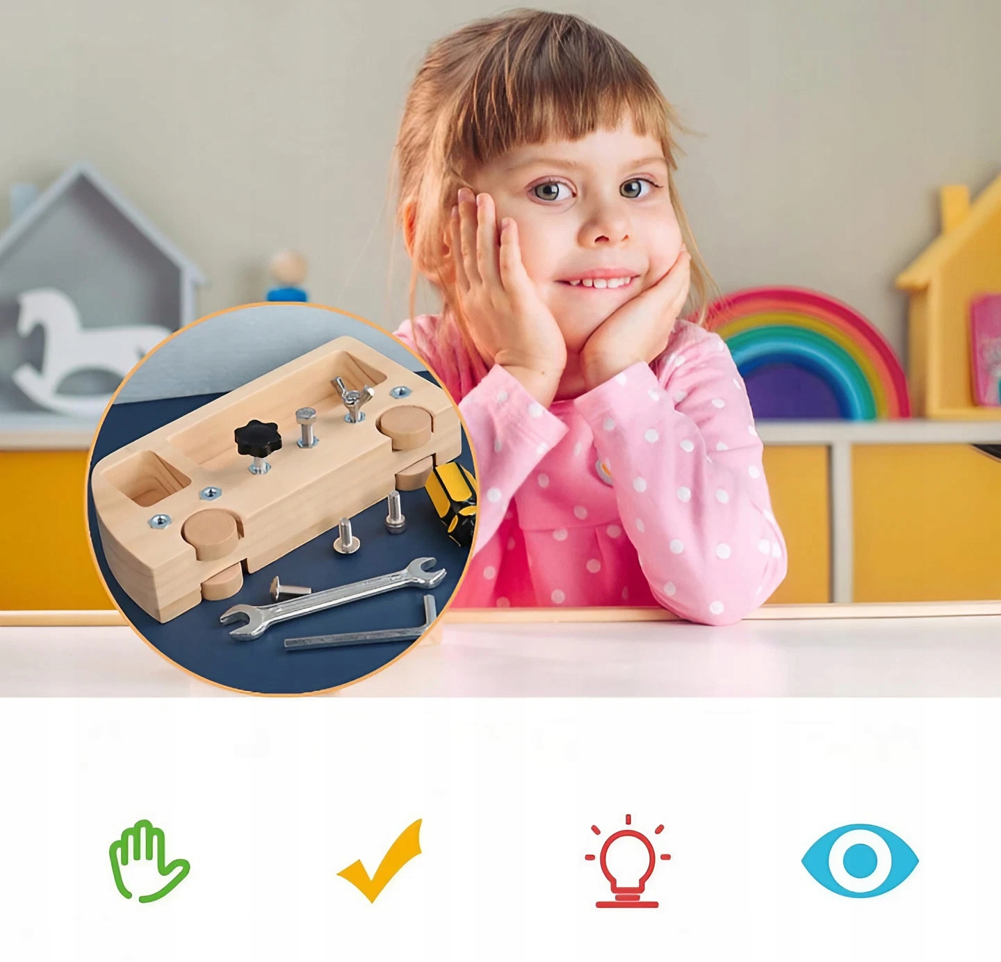 SAMOCHÓD SENSORY DREWNO DREWNIANE AUTO DO SKRĘCANIA PRZEDSZKOLE DLA DZIECI Wiek dziecka 3 lata +