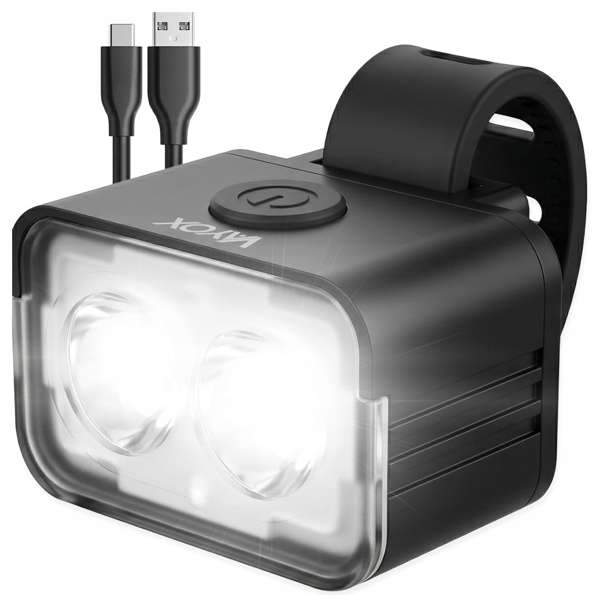 LAMPKA ROWEROWA PRZEDNIA LED OŚWIETLENIE PRZÓD USB AKUMULATOROWA IPX6 VAYOX