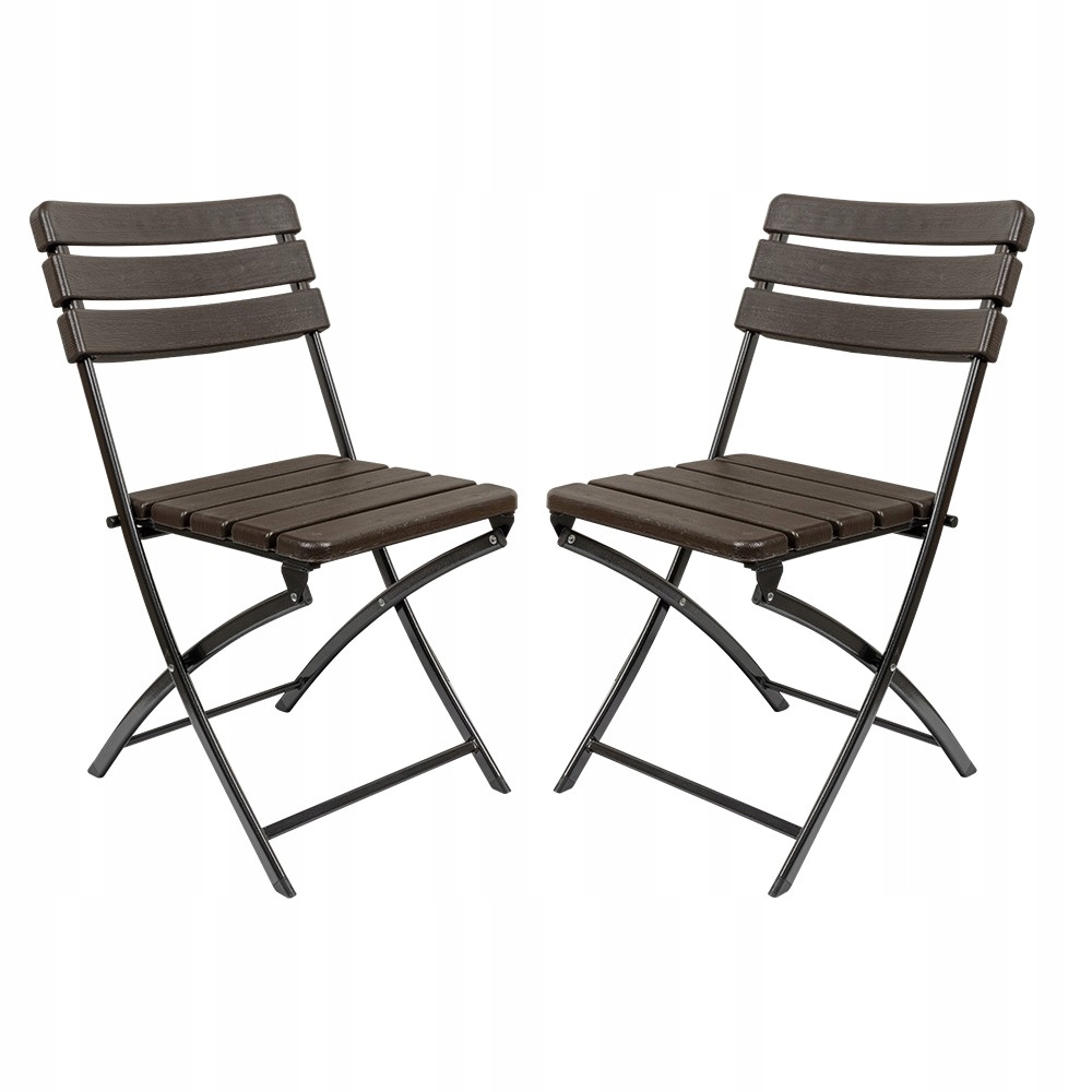 Balkonová skládací zahradní židle na terasu, kovová, 2 ks, hnědá, Ssc 2