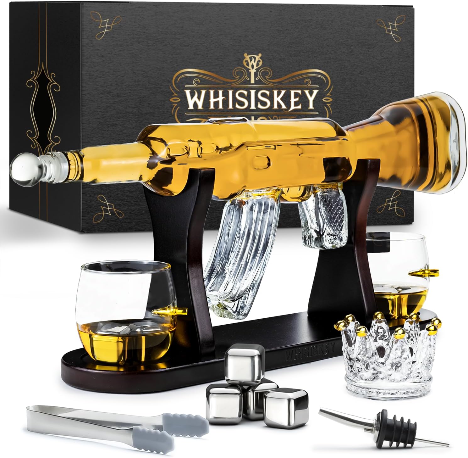 Dárková sada sklenice na whisky 2 sklenice 4 kameny karafa