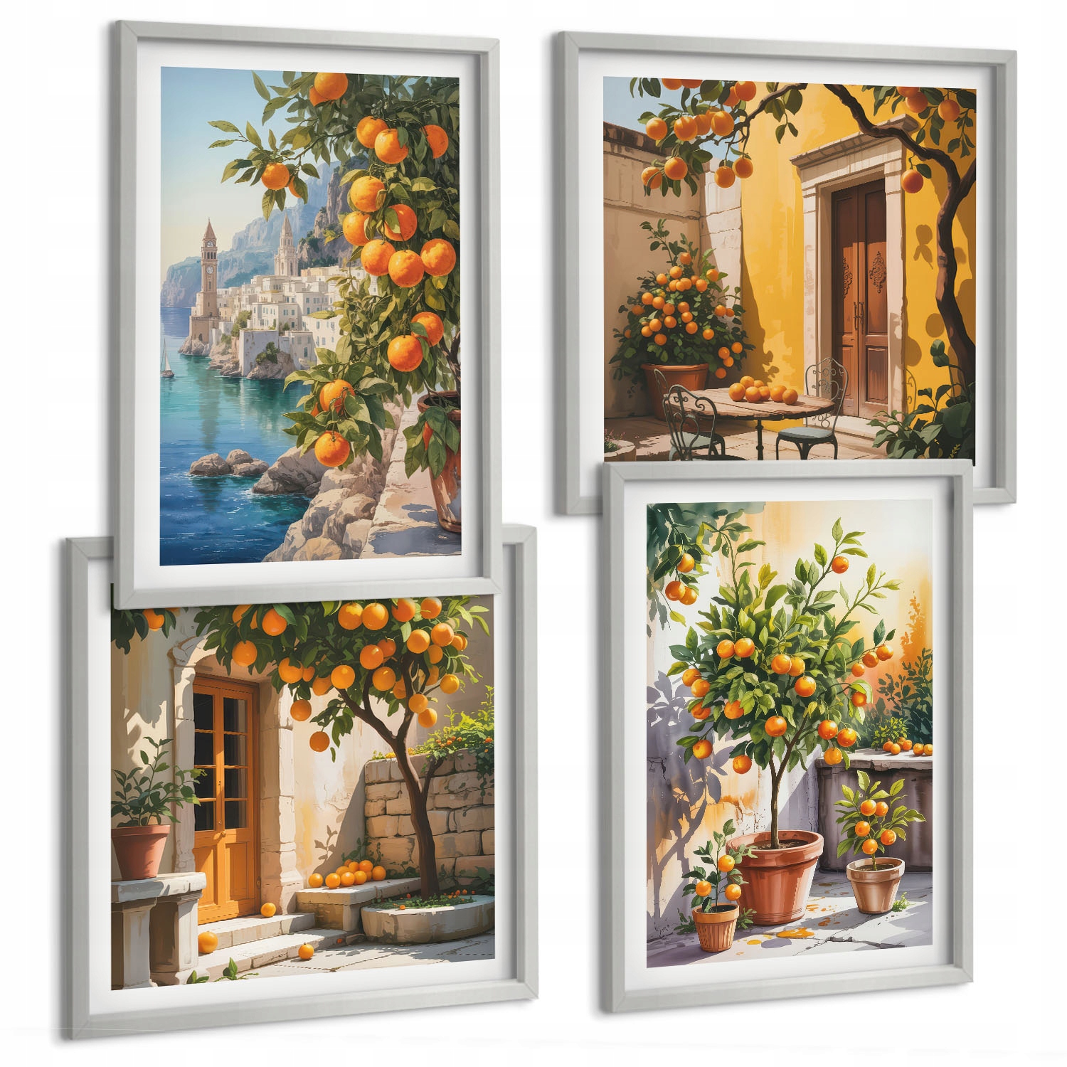 Komplet grafik Malované citrusy a pobřežní krajiny 4 Částečný set
