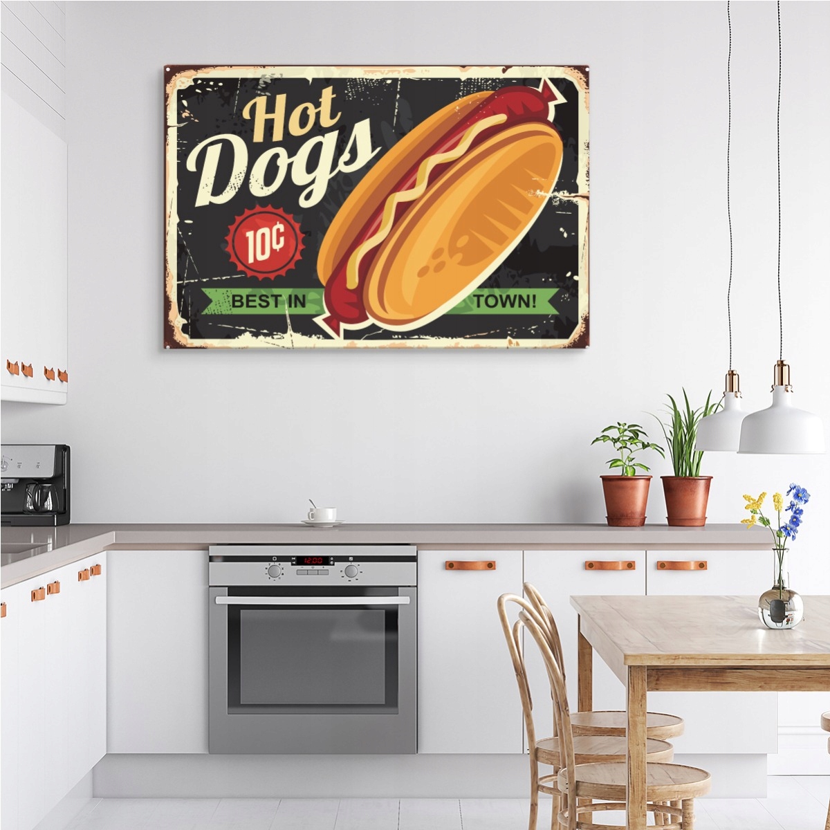 Nástenná maľba HOT DOG Retro Nápis 70x50 Ako urobiť digitálnu tlač