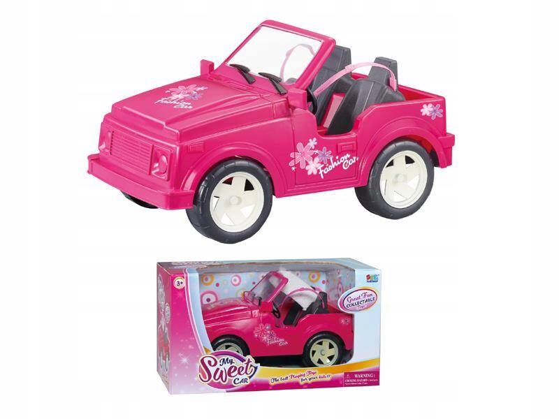 RÓŻOWE AUTO DLA LALKI KABRIOLET 30 CM. Z PASAMI
