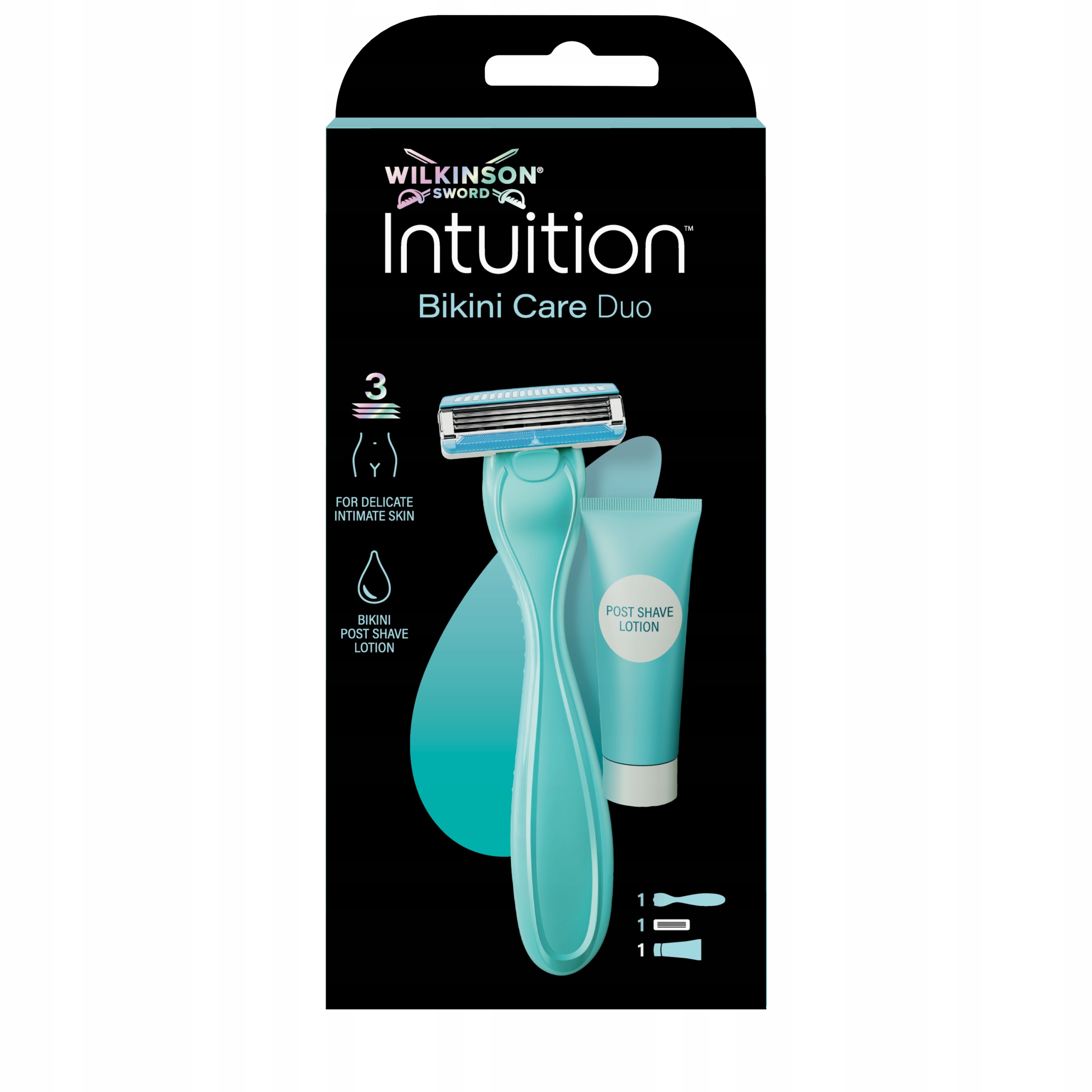 Wilkinson Sword Intuition Bikini Care Duo holicí strojek, náplň krém po holení