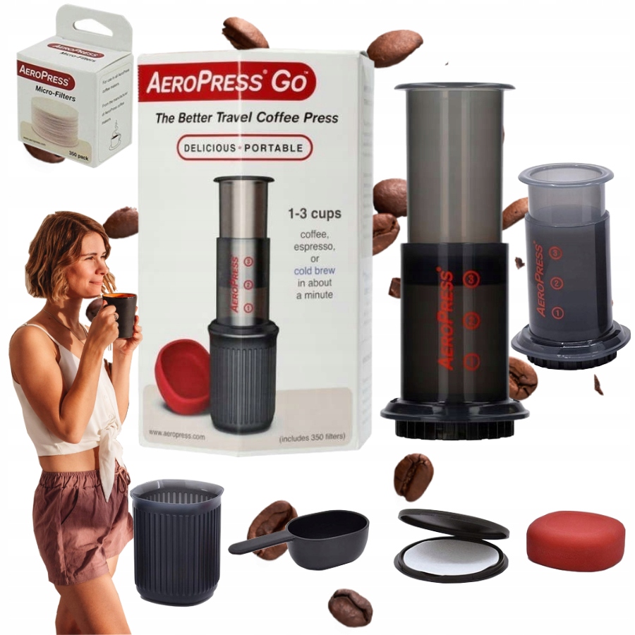 ZAPARZACZ DO KAWY AEROPRESS Z FILTRAMI 237ML 20 FILTRÓW CZARNY KUBEK/ETUI