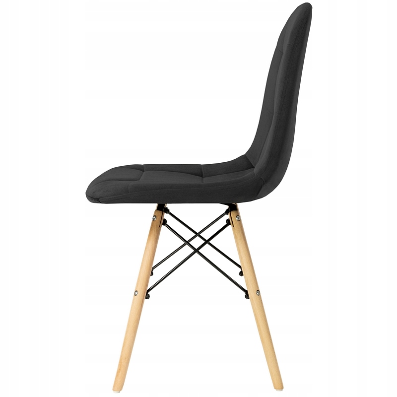 KRZESŁO WELUROWE PIKOWANE TAPICEROWANE DO SALONU JADALNI skandynawskie Głębokość mebla 43 cm