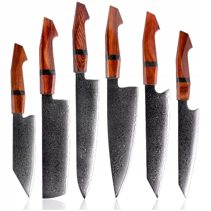 Sada damaškových kuchynských nožov Kikaru 6ks/Hnedá KP-35078