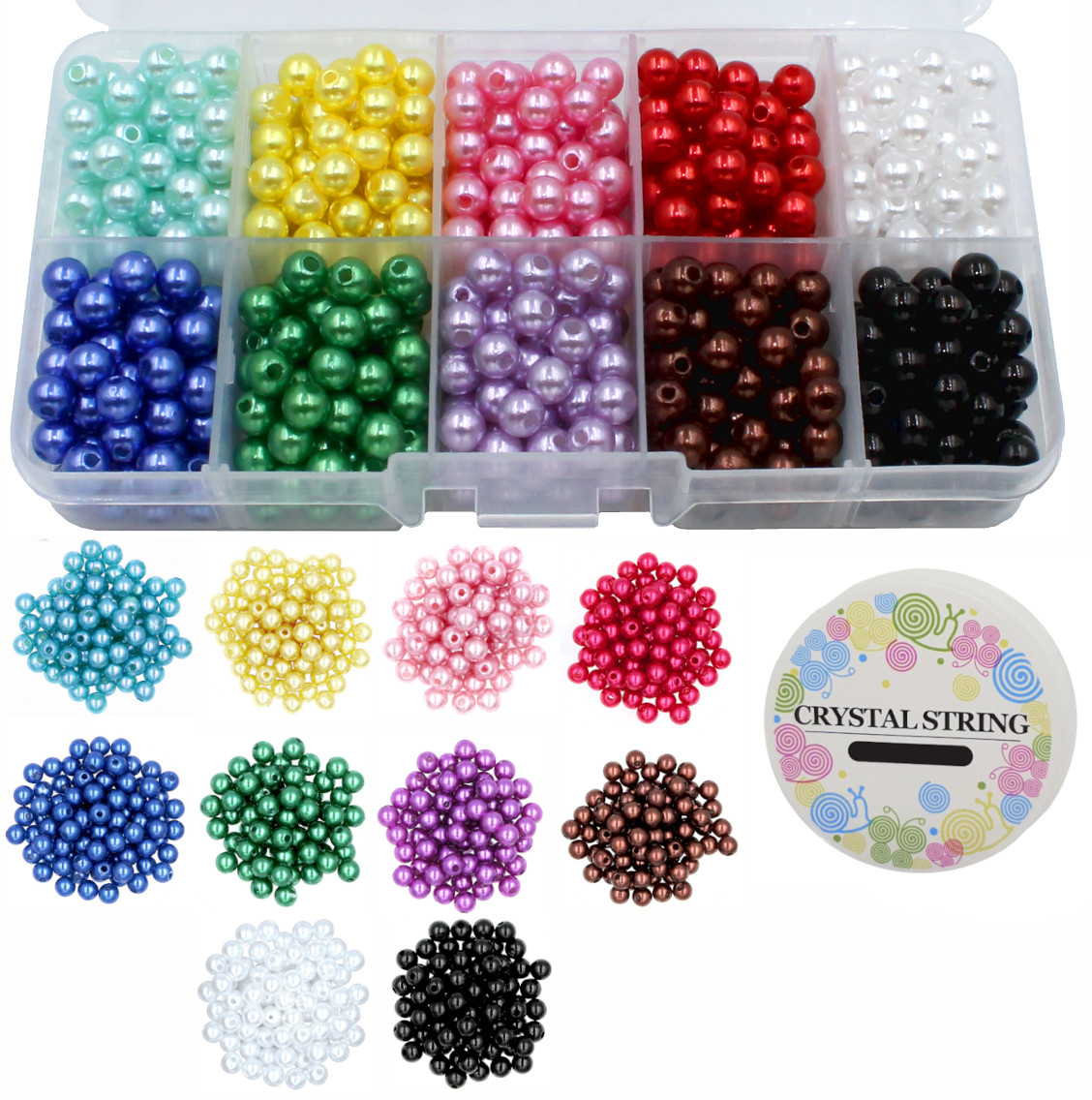 ZESTAW KORALIKI PEREŁKI PERŁY 6mm AKRYL 600szt