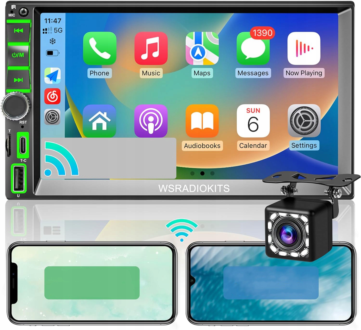 Automobilový audio systém Wsradiokits 2 Din Carplay, 7'' Full Hd Bluetooth