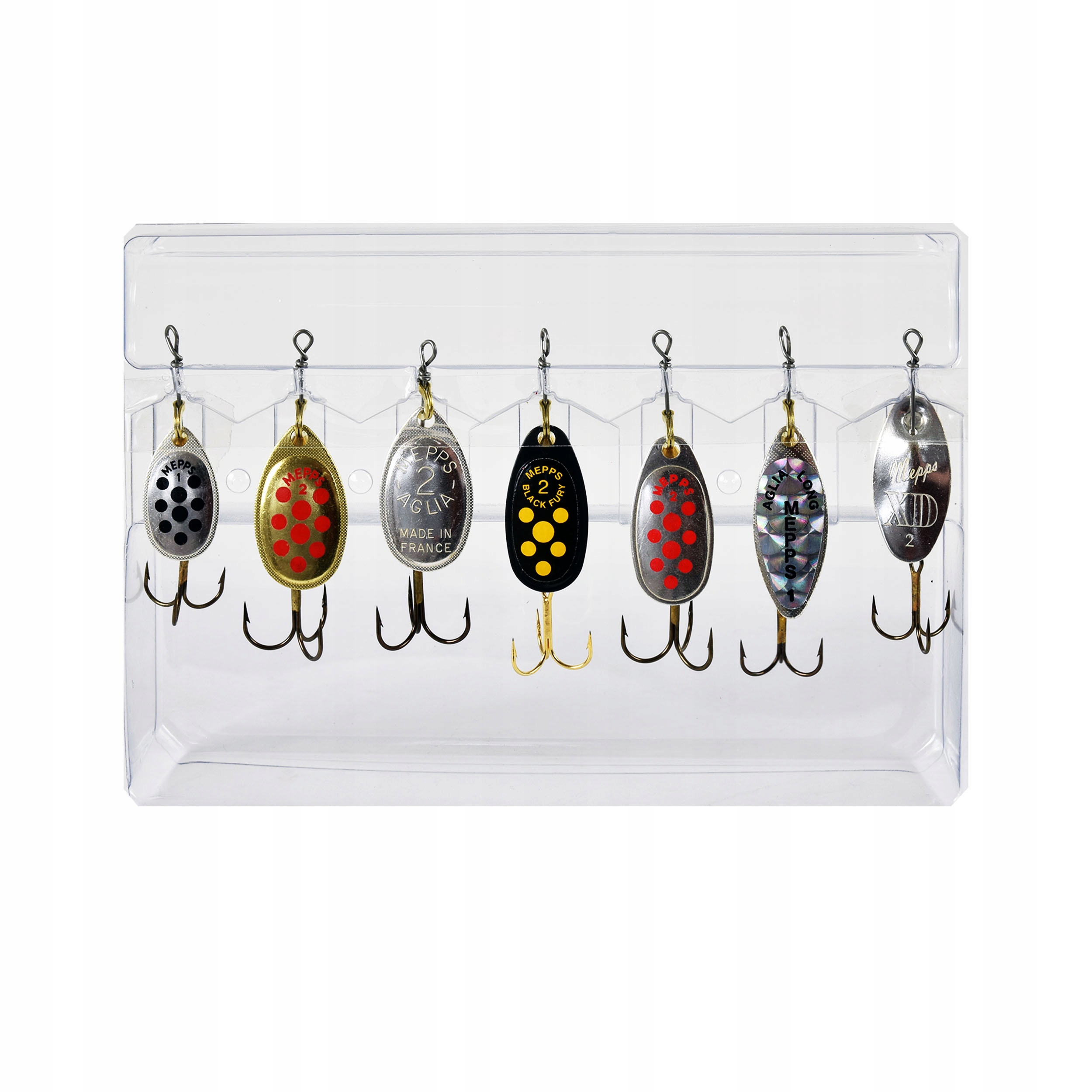 Zestaw błystek obrotowych Mepps Trout połów troci pstrągów w rzekach 7szt.