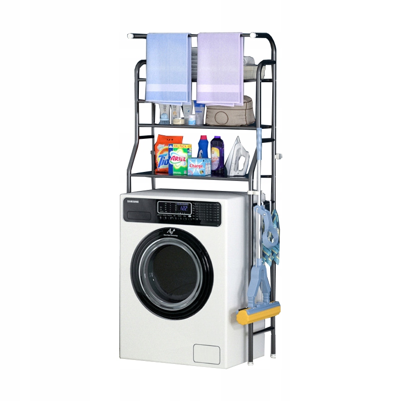 PÓŁKA NAD PRALKĘ STOJAK DO ŁAZIENKI PRALNI SZAFKA ŁAZIENKOWA CZARNA PŁ5