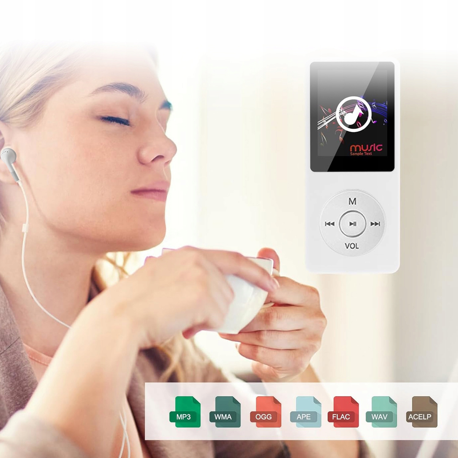 MP3 Bluetooth 5.0: 16GB Pamięci, Intelligent Noise Reduction Wbudowana pamięć 16 GB