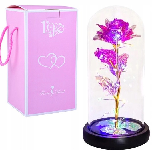 

Wieczna Róża W Szkle Światełka Led flower box rose
