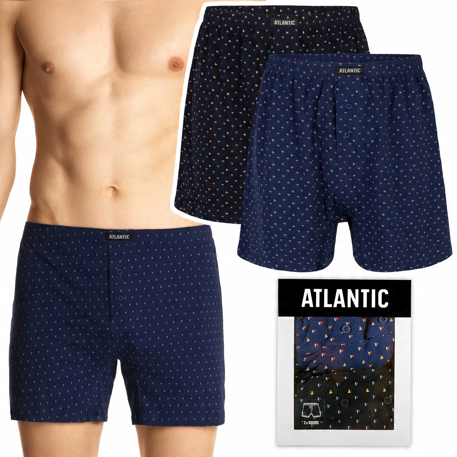 

Bokserki męskie 2 Pary luźne Atlantic 2MBX-033 L
